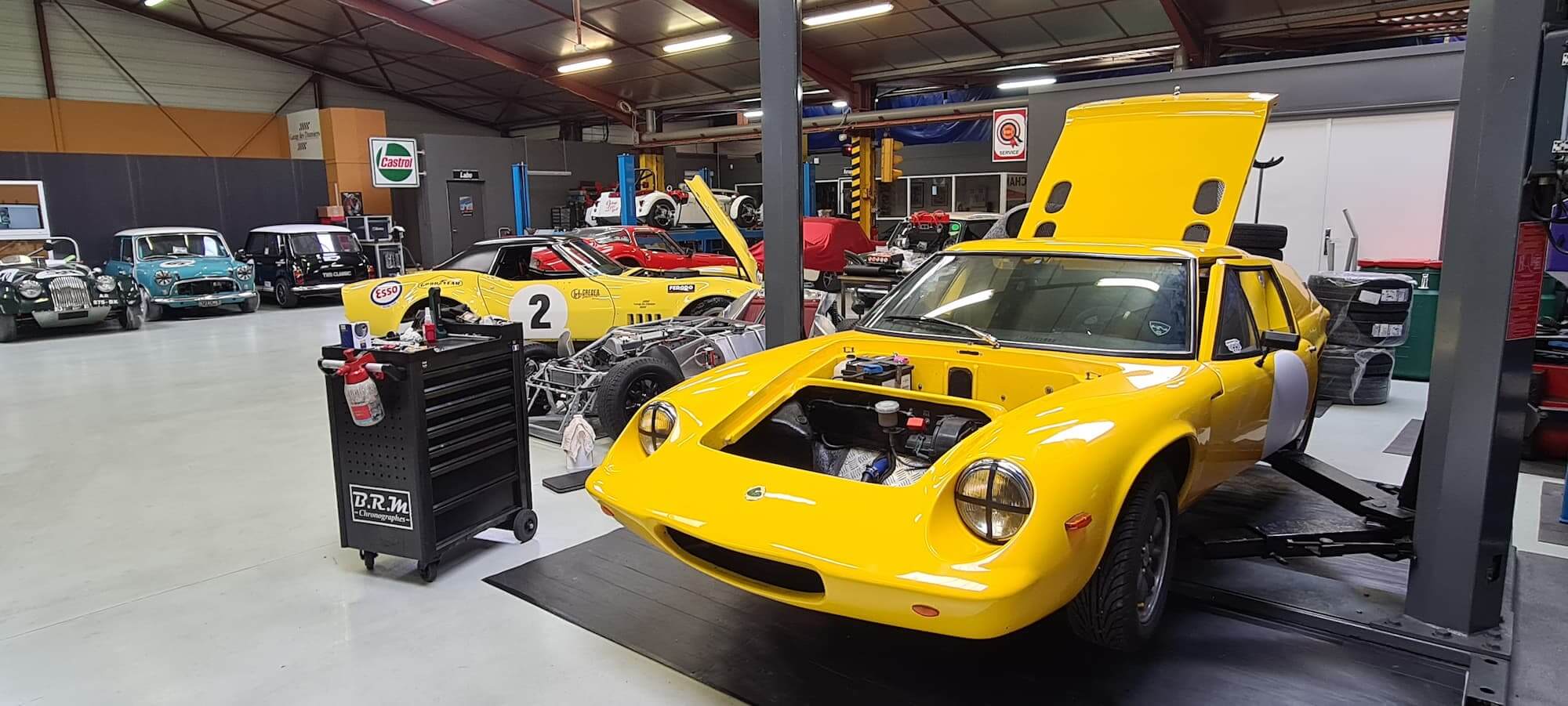 Garage des Damiers - Atelier mécanique - British cars - Lotus Europa - British racing - Historic racing - Classic racing