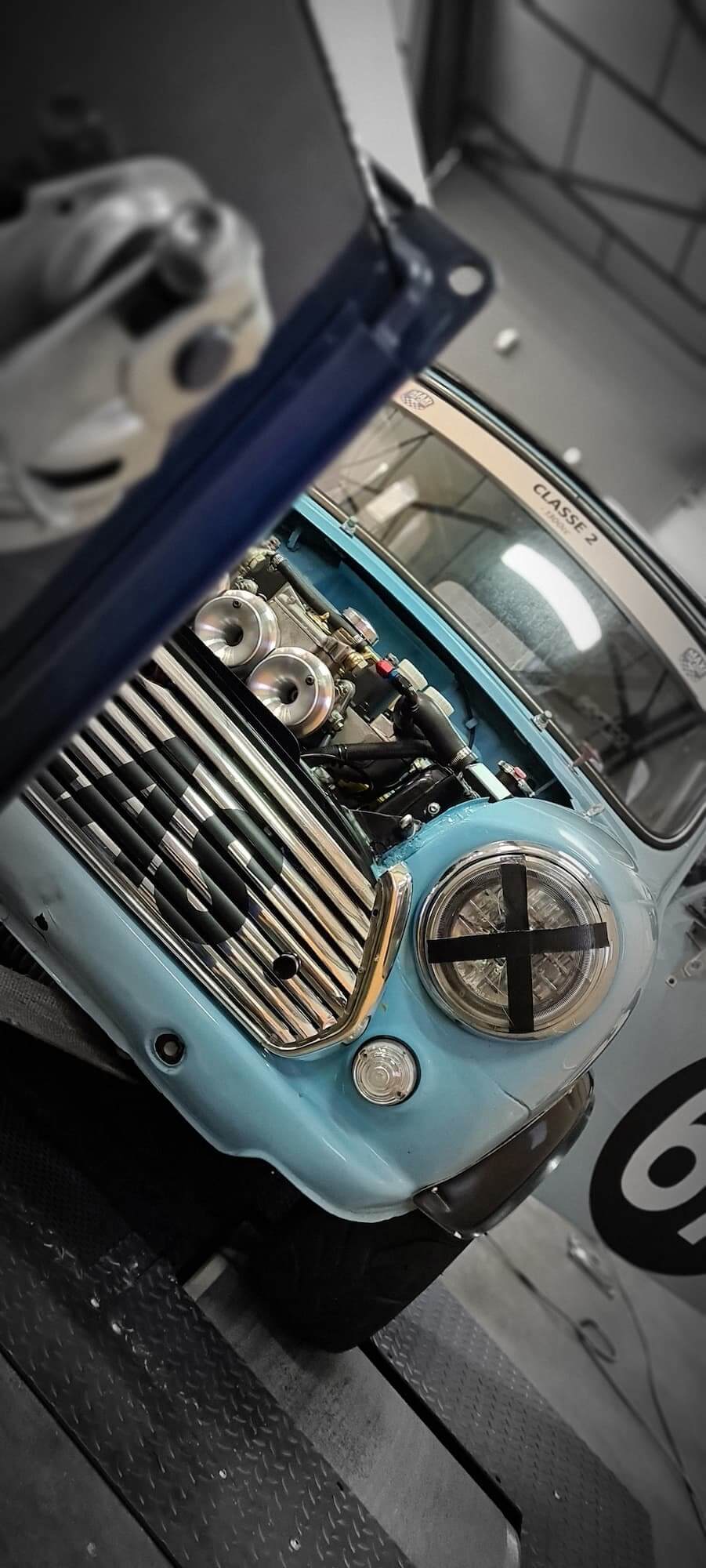 Garage des Damiers - Austin Mini - Mini Cooper - Banc de puissance - Rotronics - Maxi1300series - British Racing - Historic Racing - Classic Mini